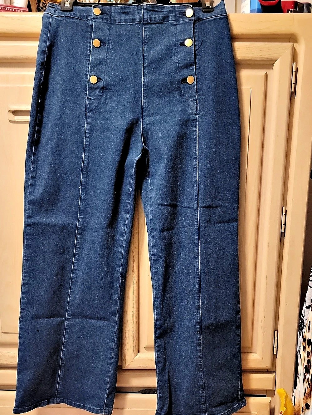 Belle Pogue Wide Leg Sailor Pants in Blue Size XL Like New